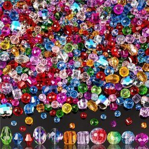 636pcs Glass Beads for Jewelry Making, Loose Sparkly Beads Hole